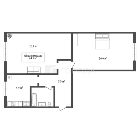 
  Продается 2-комн. квартира 44.3 м². Фото 23.
