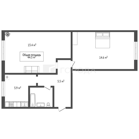 
  Продается 2-комн. квартира 44.3 м². Фото 24.