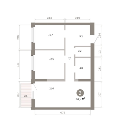
  Продается 2-комн. квартира 67.94 м², в ЖК Город на озере. Фото 1.