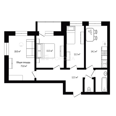 
  Продается 3-комн. квартира 75.8 м². Фото 2.