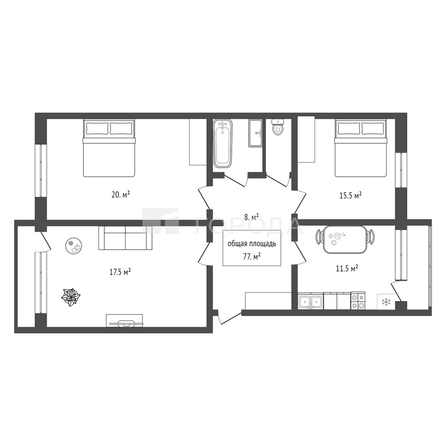 
  Продается 3-комн. квартира 76.8 м². Фото 26.