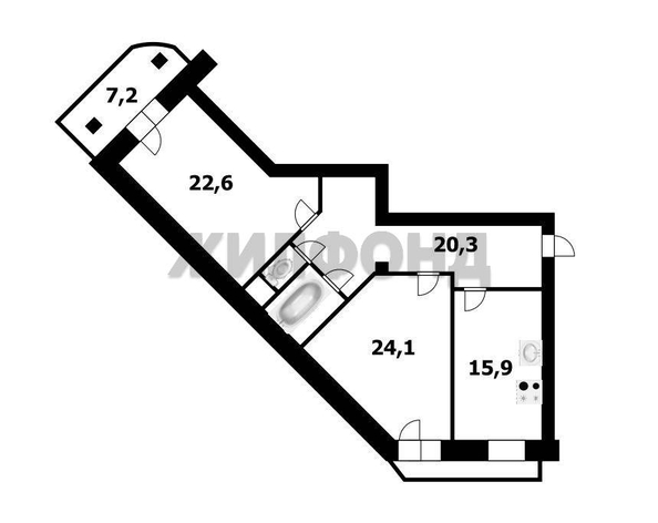 
  Продается 3-комн. квартира 88 м², в ЖК Ельцовский, 1-2 б/с. Фото 14.