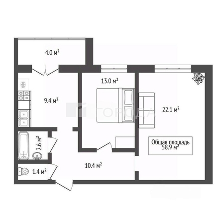 
  Продается 2-комн. квартира 58.9 м². Фото 49.