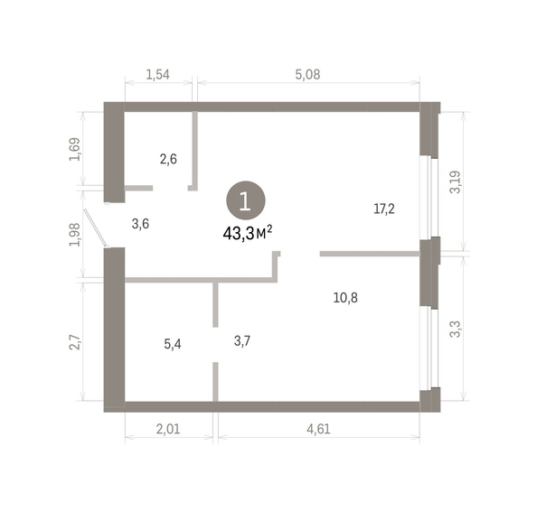 
  Продается 1-комн. квартира 43.32 м², в ЖК Город на озере. Фото 2.