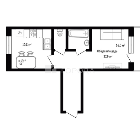 
  Продается 1-комн. квартира 37.9 м². Фото 2.