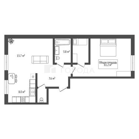 
  Продается 2-комн. квартира 61.2 м². Фото 21.