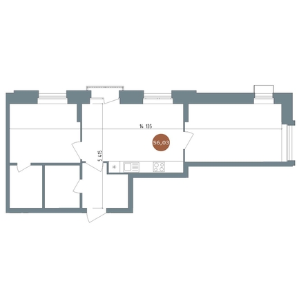 
  Продается 2-комн. квартира 56 м², в ЖК 19/56 Кварталы Телецентра, сек 2. Фото 1.