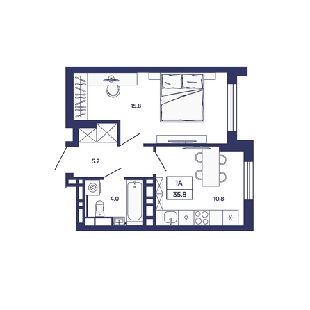 
  Продается 1-комн. квартира 35.8 м², в ЖК Сподвижники, дом 3. Фото 1.