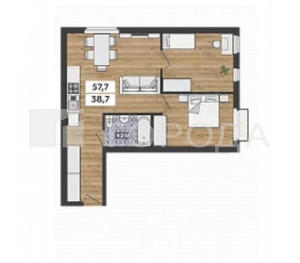 
  Продается 2-комн. квартира 57.7 м². Фото 6.