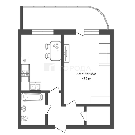 
  Продается 1-комн. квартира 48 м², в ЖК Ельцовский, 1-2 б/с. Фото 13.