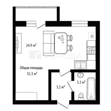 
  Продается студия 31.3 м². Фото 9.