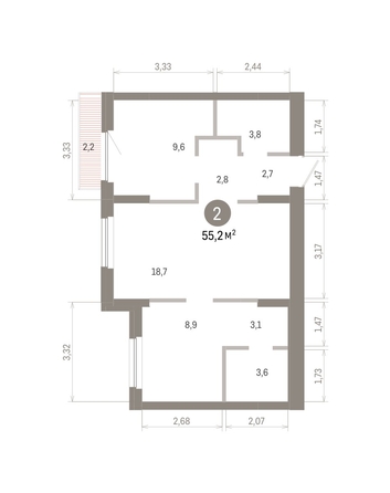 
  Продается 2-комн. квартира 55.16 м², в ЖК Пшеница, 6.1. Фото 1.