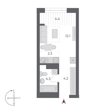 
  Продается студия 27.3 м², в ЖК ОСКАР, дом 2. Фото 2.
