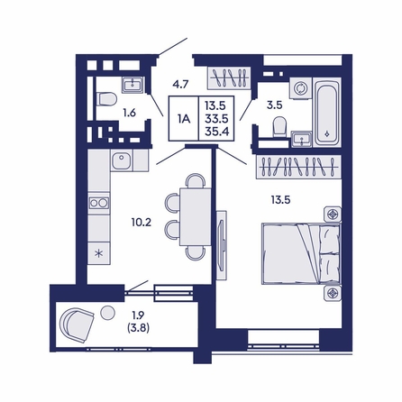 
  Продается 1-комн. квартира 35.4 м², в ЖК Горизонт, дом 2. Фото 4.