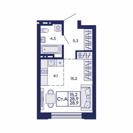 
  Продается студия 28.9 м², в ЖК Сила леса, корп 1. Фото 1.