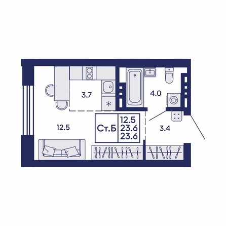 
  Продается студия 23.6 м², в ЖК Сила леса, корп 2. Фото 1.