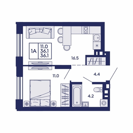 
  Продается 1-комн. квартира 36.1 м², в ЖК Сила леса, корп 2. Фото 1.