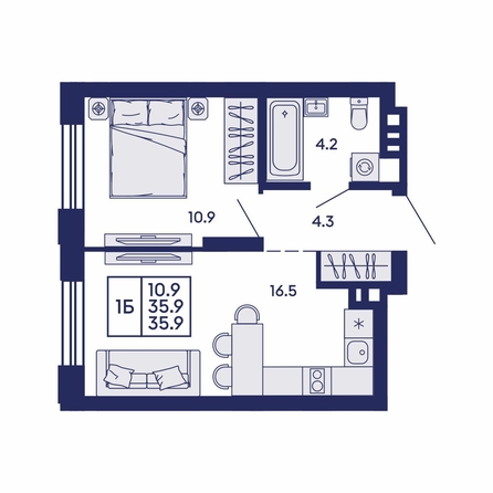 
  Продается 1-комн. квартира 35.9 м², в ЖК Сила леса, корп 2. Фото 3.