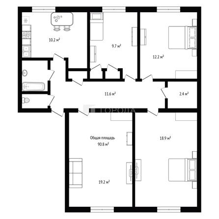 
  Продается 4-комн. квартира 90.8 м². Фото 13.