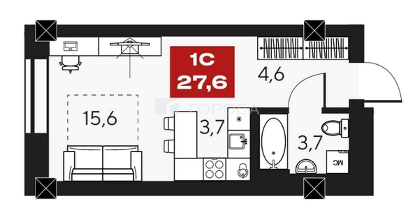 
  Продается апартамент 27.7 м², в АК МАКИ. Фото 23.