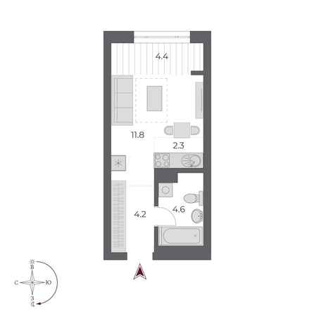 
  Продается студия 27.3 м², в ЖК ОСКАР, дом 2. Фото 1.