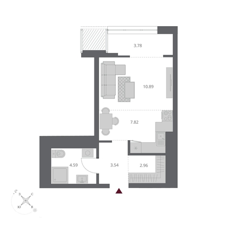 
  Продается студия 32.92 м², в ЖК Беринг, дом 3. Фото 1.