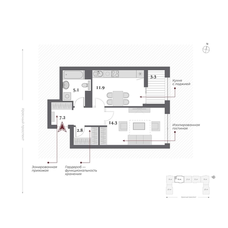 
  Продается 1-комн. квартира 43.15 м², в  Дом Нобель. Фото 2.