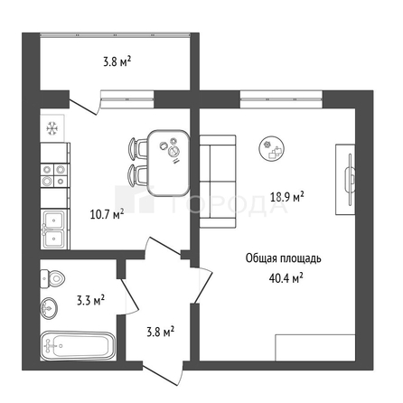 
  Продается 1-комн. квартира 40.4 м², в ЖК Чистая Слобода, дом 45. Фото 13.