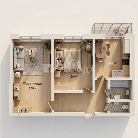 
  Продается 2-комн. квартира 57 м². Фото 11.