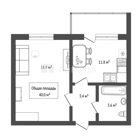 
  Продается 1-комн. квартира 40 м². Фото 18.