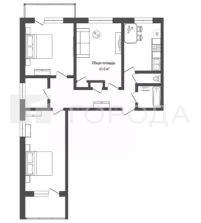 
  Продается 3-комн. квартира 62 м². Фото 34.