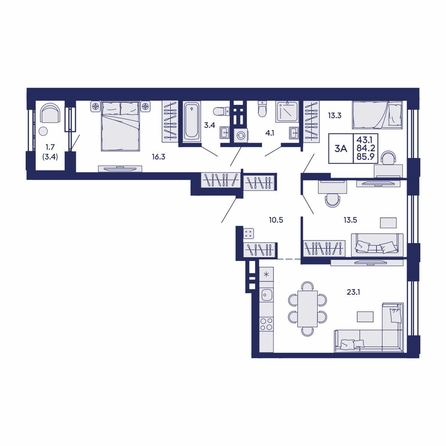 
  Продается 3-комн. квартира 85.9 м², в ЖК Сила леса, корп 2. Фото 3.