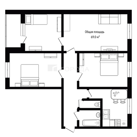 
  Продается 4-комн. квартира 69 м². Фото 26.