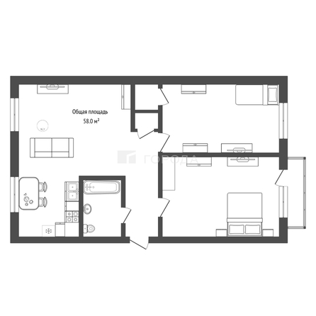 
  Продается 3-комн. квартира 58 м². Фото 2.