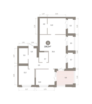 
  Продается 3-комн. квартира 112 м², в ЖК Город на озере. Фото 2.