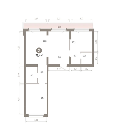 
  Продается 2-комн. квартира 79.4 м², в ЖК Лебедевский квартал, д 1. Фото 1.