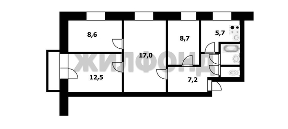 
  Продается 4-комн. квартира 62.3 м². Фото 12.