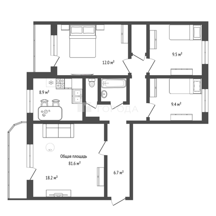 
  Продается 4-комн. квартира 81.6 м². Фото 43.