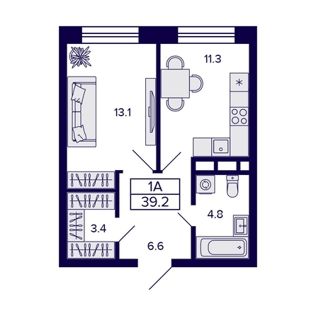 
  Продается 1-комн. квартира 37.5 м², в ЖК Цитатум. Фото 1.