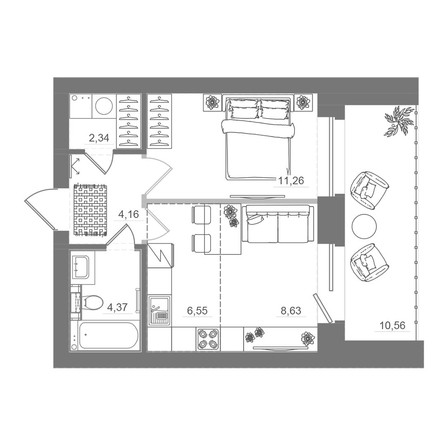 
  Продается студия 47.87 м², в ЖК Спектр, дом 10. Фото 2.