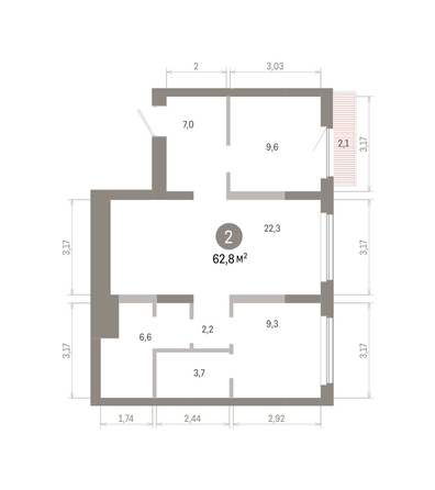 
  Продается 2-комн. квартира 62.8 м², в ЖК Лебедевский квартал, д 1. Фото 1.