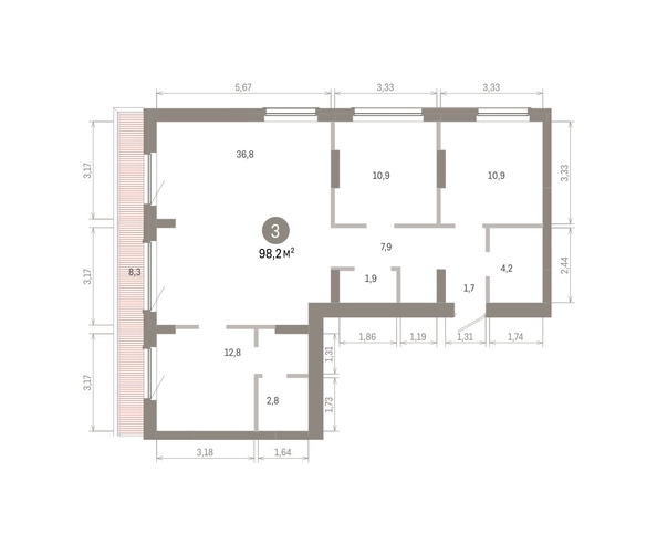 
  Продается 3-комн. квартира 98.2 м², в ЖК Лебедевский квартал, д 1. Фото 1.
