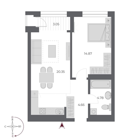 
  Продается 2-комн. квартира 47.8 м², в ЖК ОСКАР, дом 3. Фото 1.