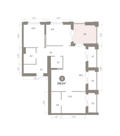 
  Продается 3-комн. квартира 109.33 м², в ЖК Город на озере. Фото 1.
