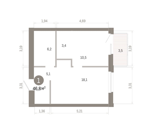
  Продается 1-комн. квартира 46.77 м², в ЖК Город на озере. Фото 1.