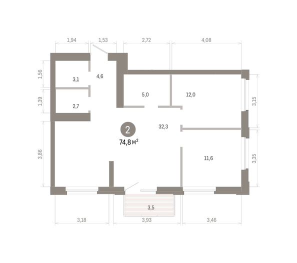 
  Продается 2-комн. квартира 74.77 м², в ЖК Город на озере. Фото 1.