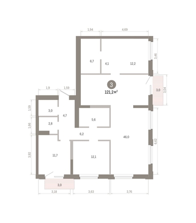 
  Продается 3-комн. квартира 121.1 м², в ЖК Город на озере. Фото 1.