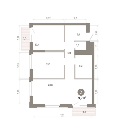 
  Продается 2-комн. квартира 74.71 м², в ЖК Город на озере. Фото 1.