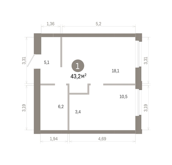 
  Продается 1-комн. квартира 43.23 м², в ЖК Город на озере. Фото 1.