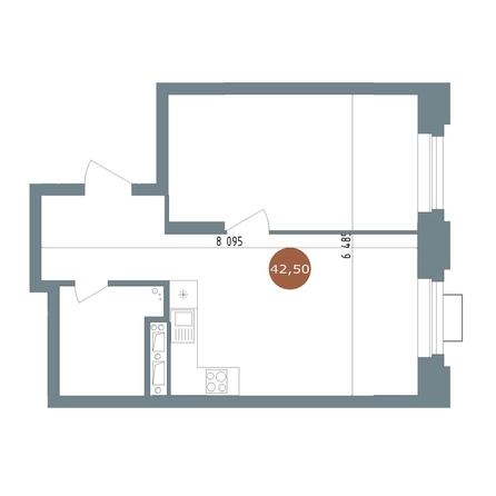 
  Продается 1-комн. квартира 42.8 м², в ЖК 19/56 Кварталы Телецентра, сек 2. Фото 1.
